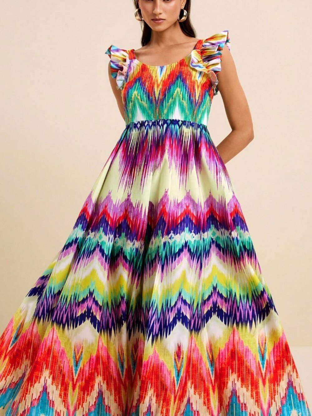 Boho Women's multicolor Print sleeveless maxi Dress - Picture 3 of 8